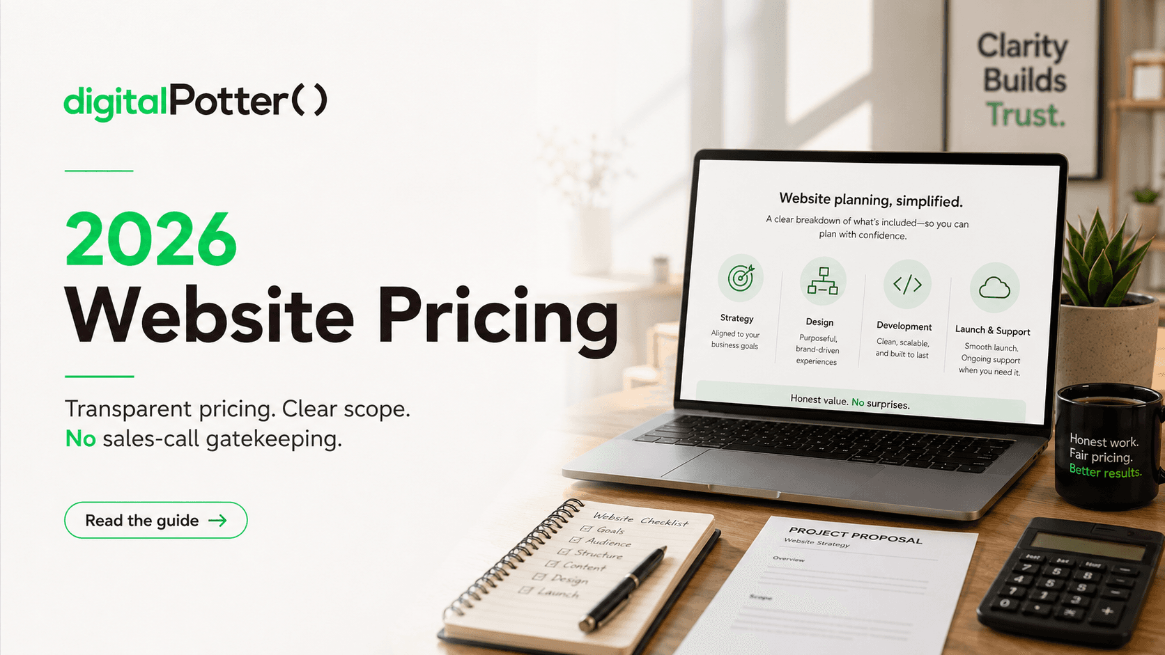 website pricing by digital potter